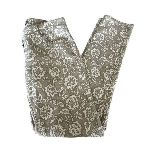 J. McLaughlin Grey + White Floral Print Stretch Skinny Jeans Size 0 - Picture 2 of 7